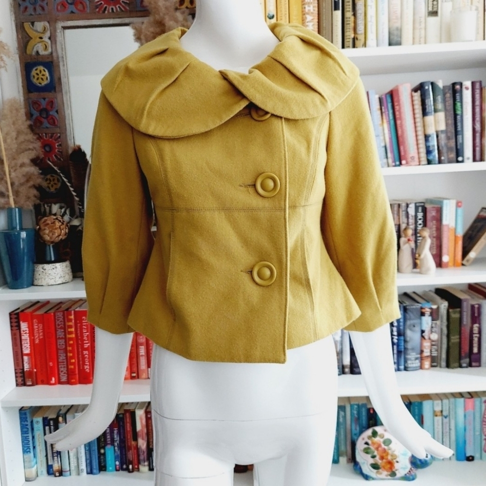 😍 Massimo Mustard 3/4 Sleeve Classic Stylish Wool Coat with Pockets